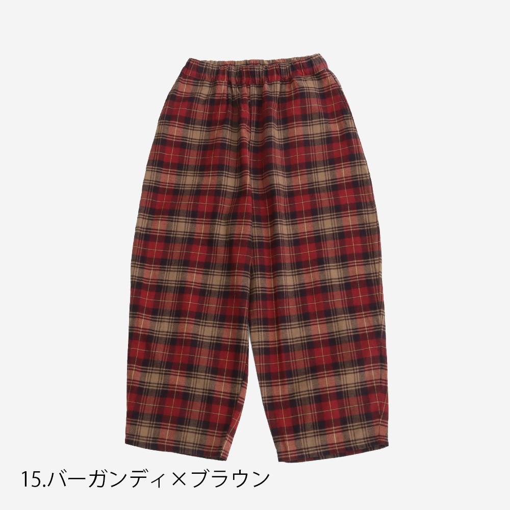 【予約】NARU(ナル) Nishiwakiフランネルチェック エッグパンツ 673815