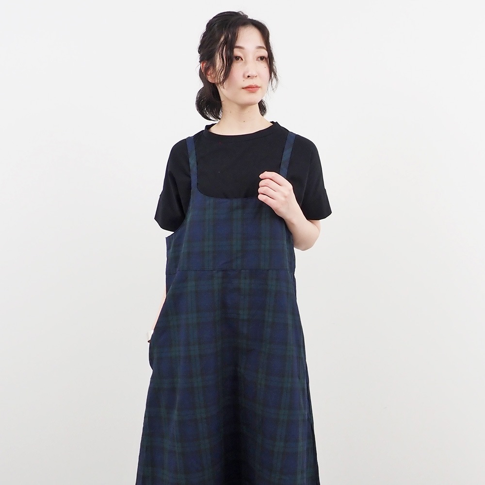 NARU(ナル) 綿麻チェック サロペットスカート 661844