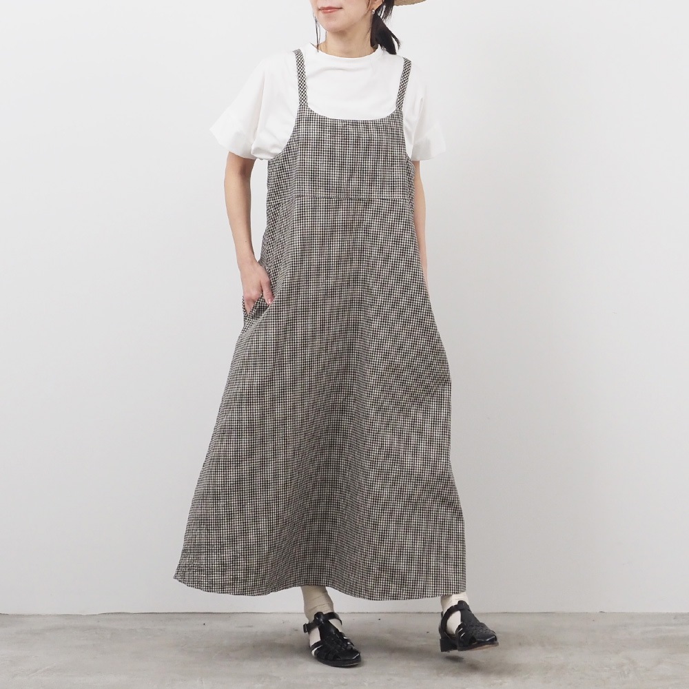 NARU(ナル) 綿麻チェック サロペットスカート 661844