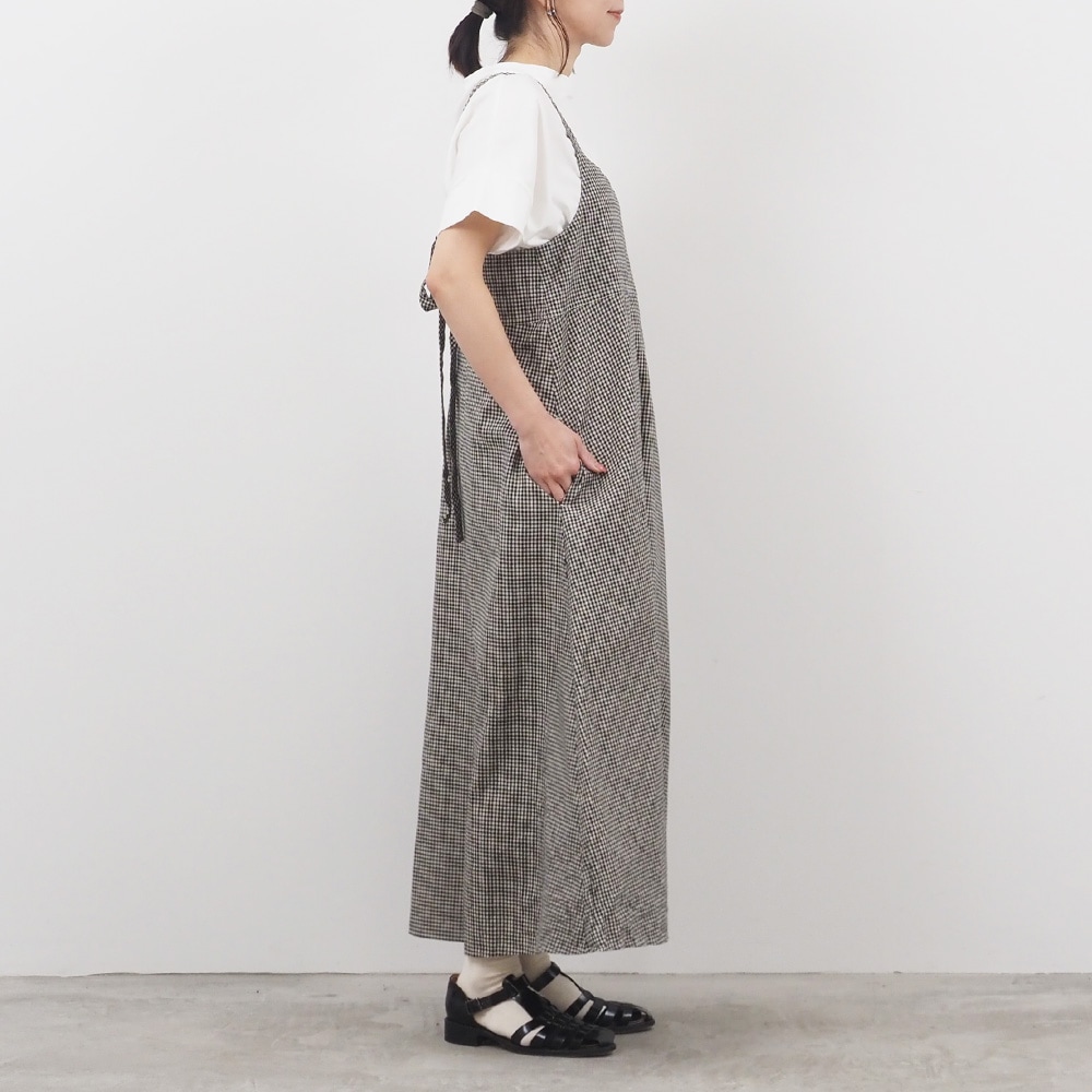 NARU(ナル) 綿麻チェック サロペットスカート 661844