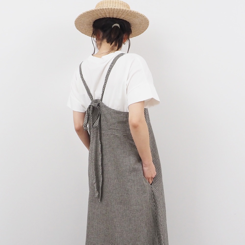 NARU(ナル) 綿麻チェック サロペットスカート 661844