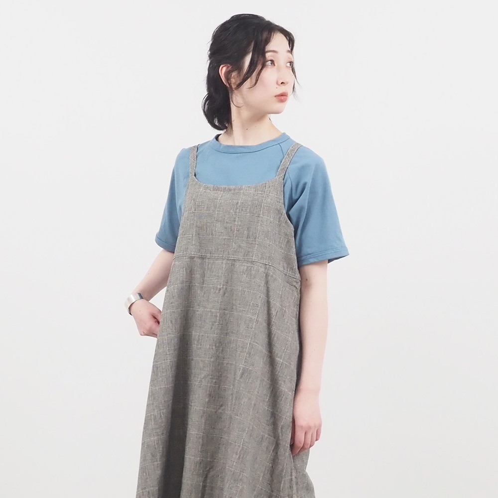 NARU(ナル) 綿麻チェック サロペットスカート 661844