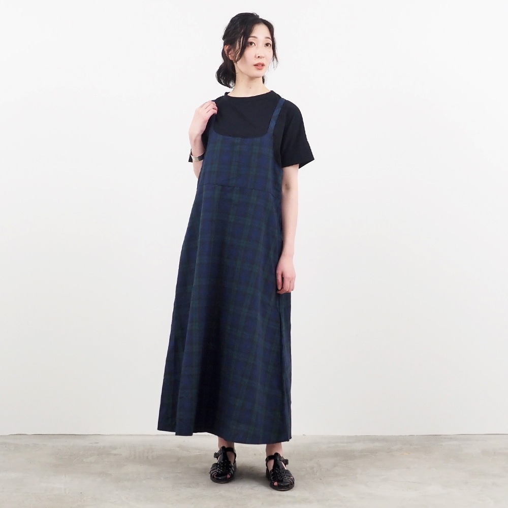 NARU(ナル) 綿麻チェック サロペットスカート 661844
