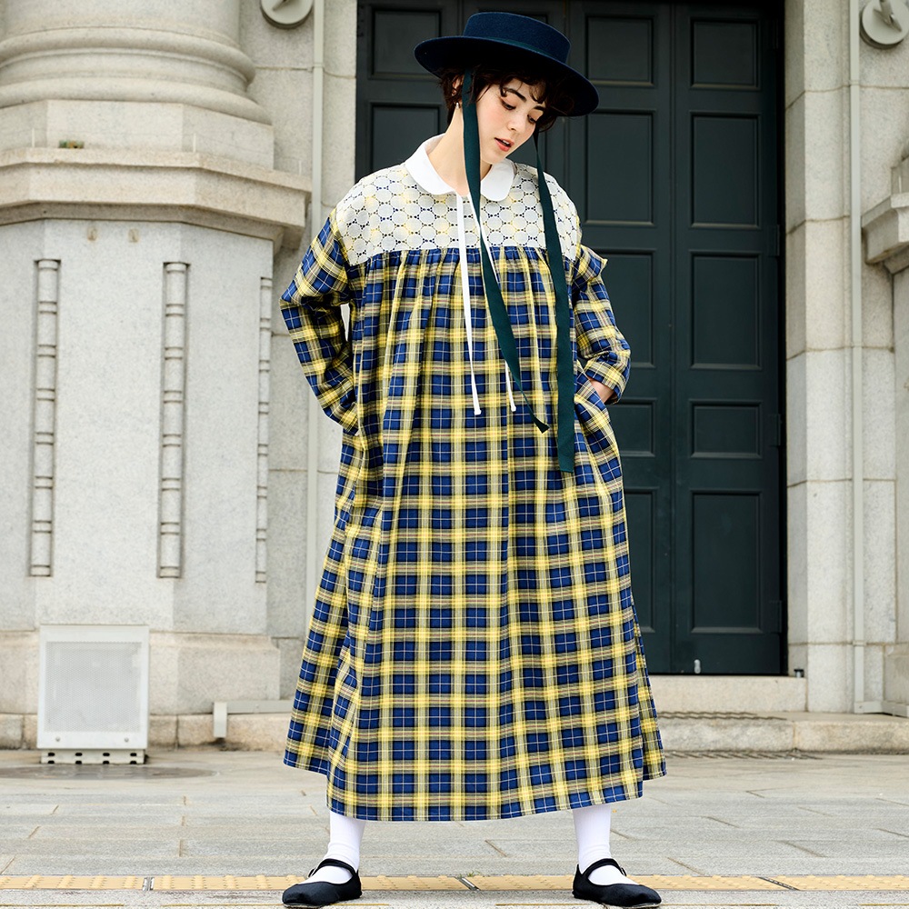 NARU(ナル) ロイヤルタータン ヨークレースワンピース 665861