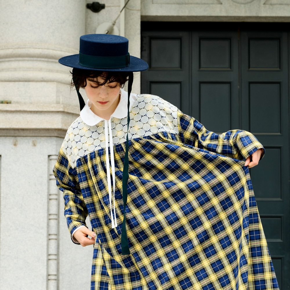 NARU(ナル) ロイヤルタータン ヨークレースワンピース 665861