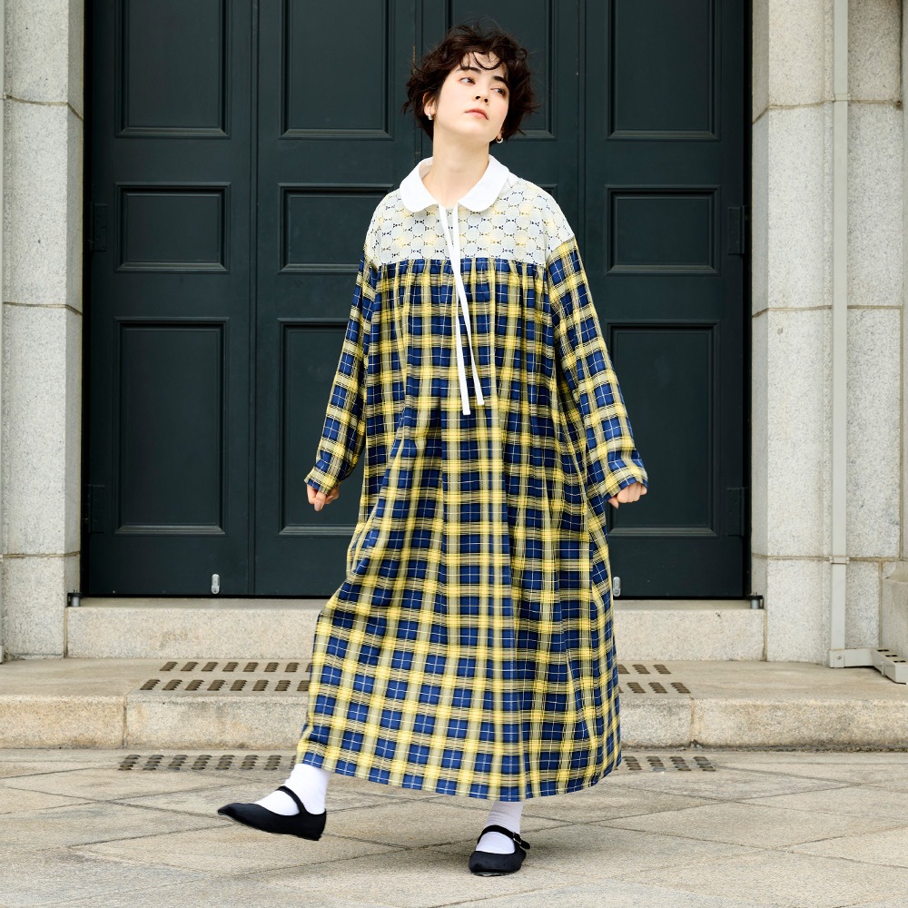 NARU(ナル) ロイヤルタータン ヨークレースワンピース 665861