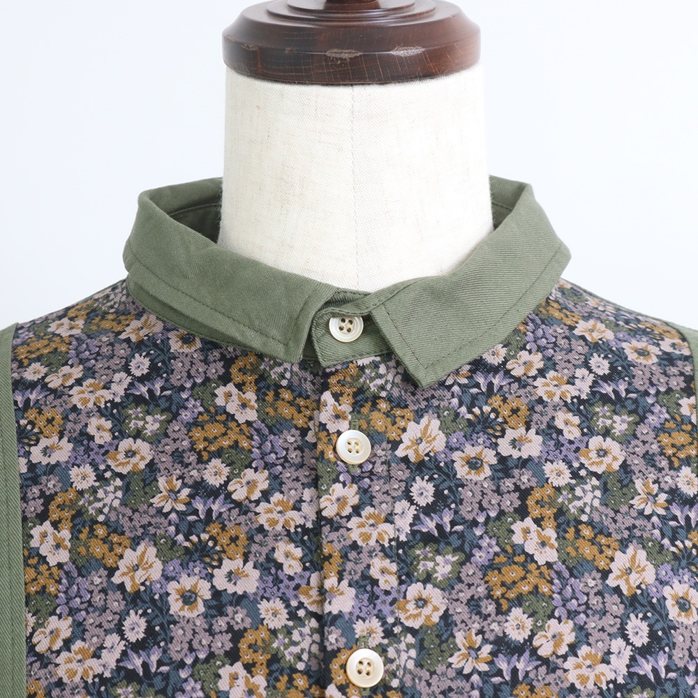 NARU(ナル) ビエラワッシャー×ビエラベタ小花柄 ヨークシャツ 665858