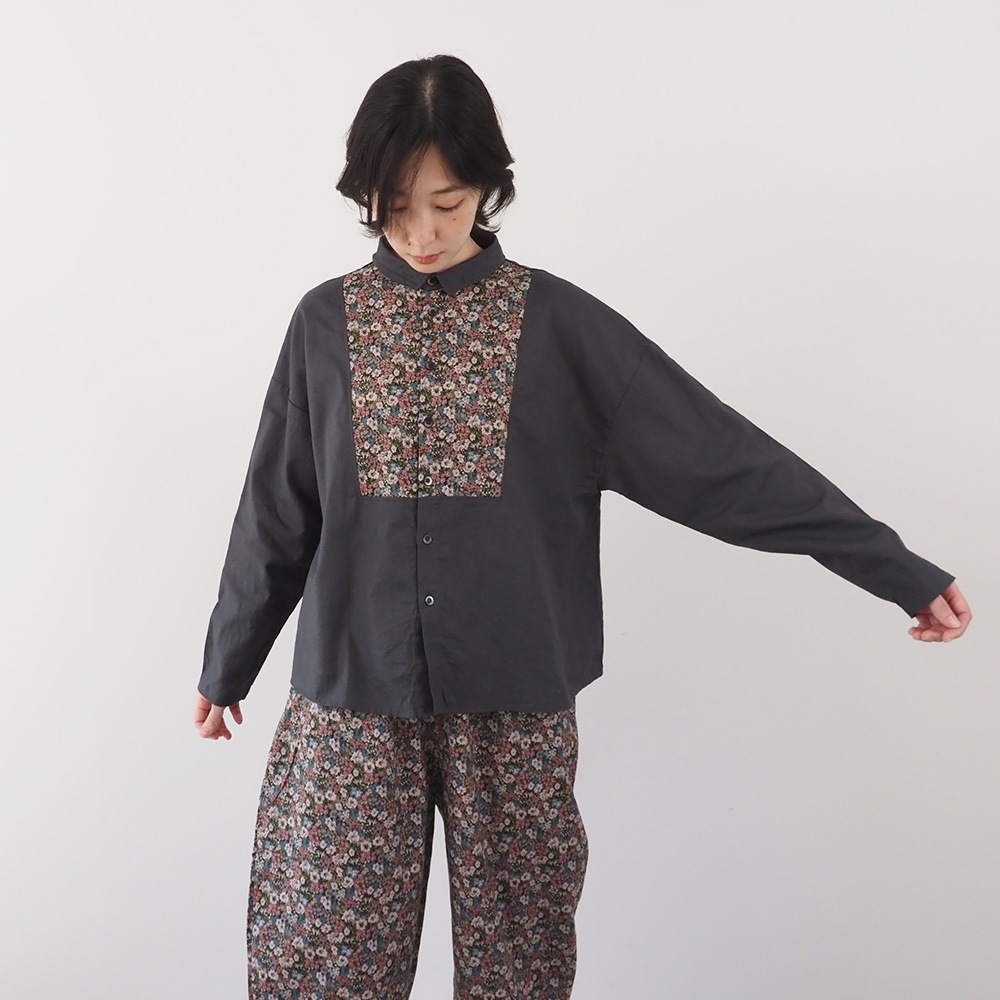 NARU(ナル) ビエラワッシャー×ビエラベタ小花柄 ヨークシャツ 665858