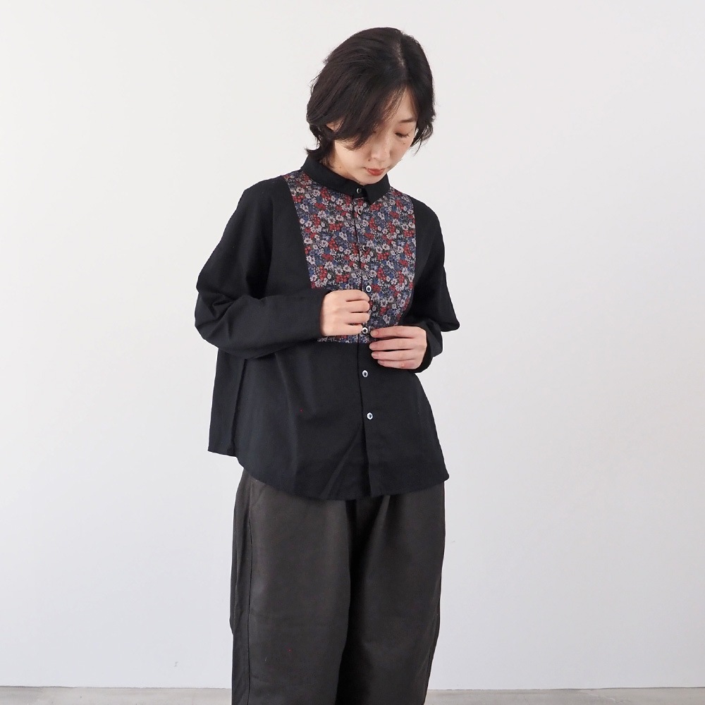 NARU(ナル) ビエラワッシャー×ビエラベタ小花柄 ヨークシャツ 665858