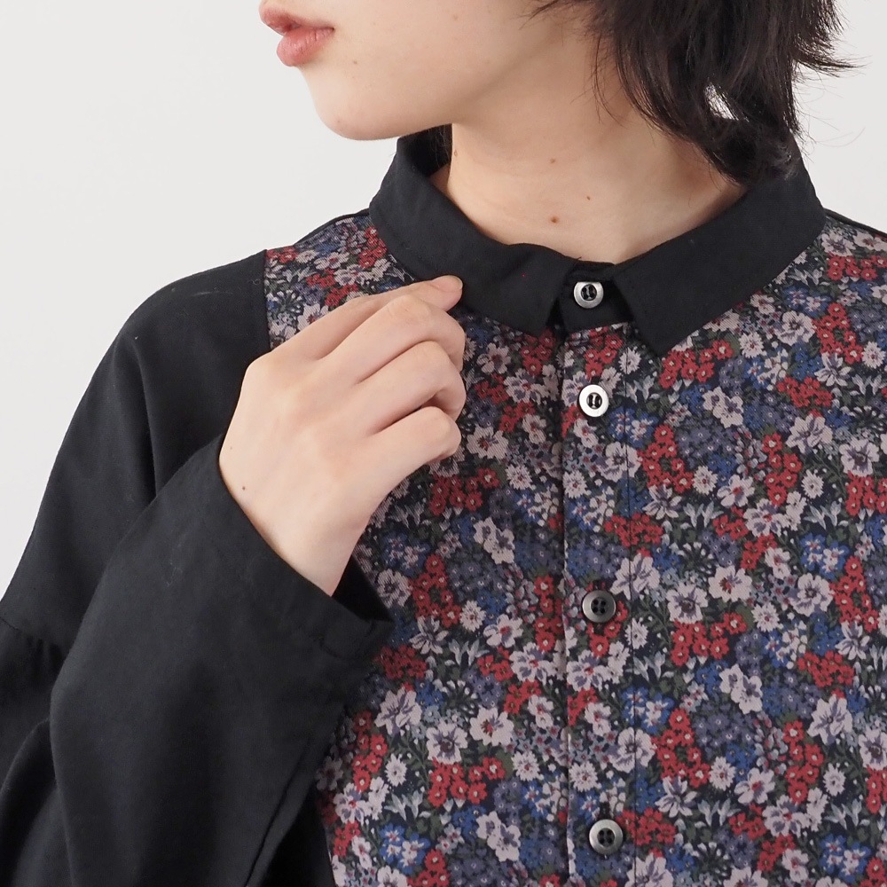 NARU(ナル) ビエラワッシャー×ビエラベタ小花柄 ヨークシャツ 665858