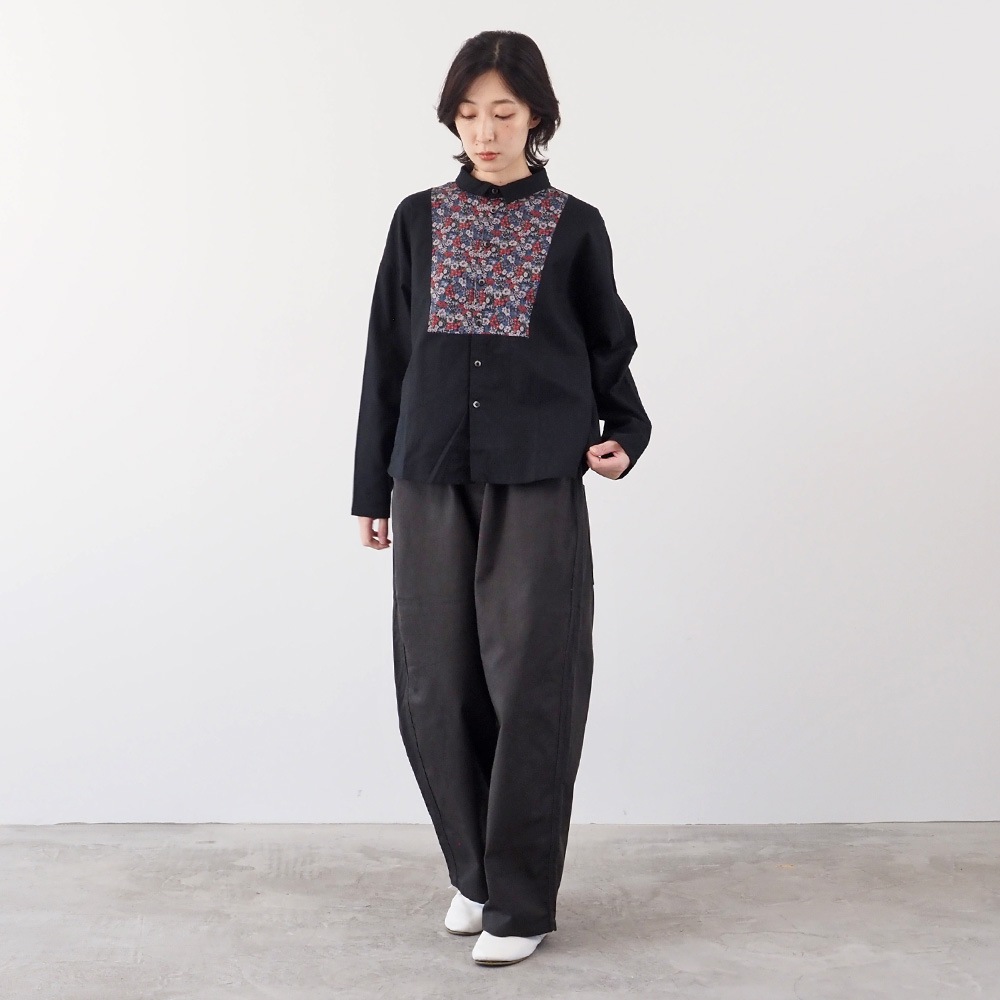 NARU(ナル) ビエラワッシャー×ビエラベタ小花柄 ヨークシャツ 665858