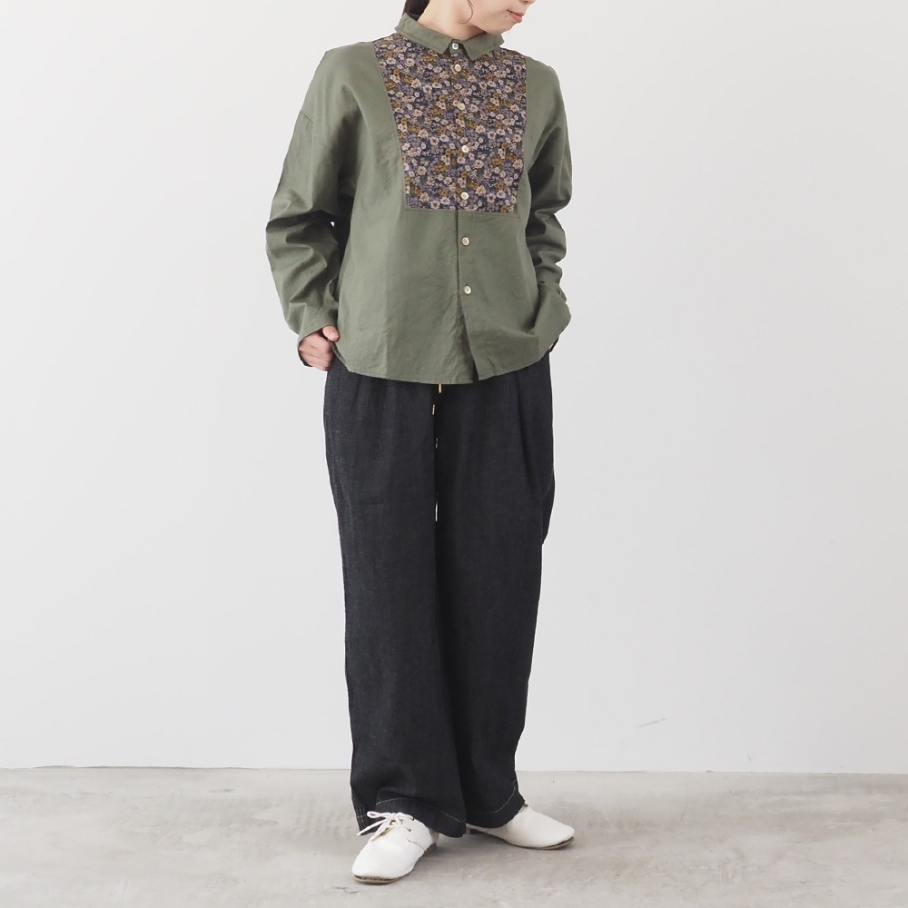 NARU(ナル) ビエラワッシャー×ビエラベタ小花柄 ヨークシャツ 665858