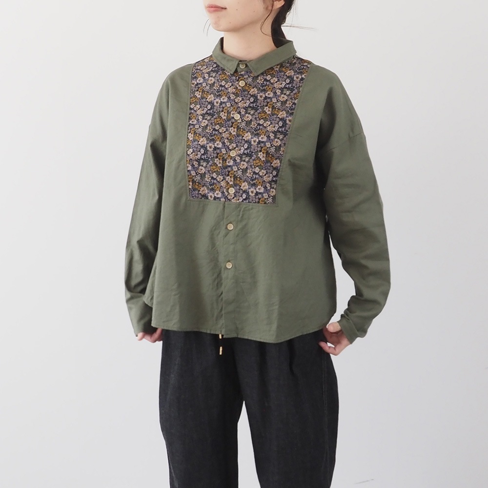 NARU(ナル) ビエラワッシャー×ビエラベタ小花柄 ヨークシャツ 665858