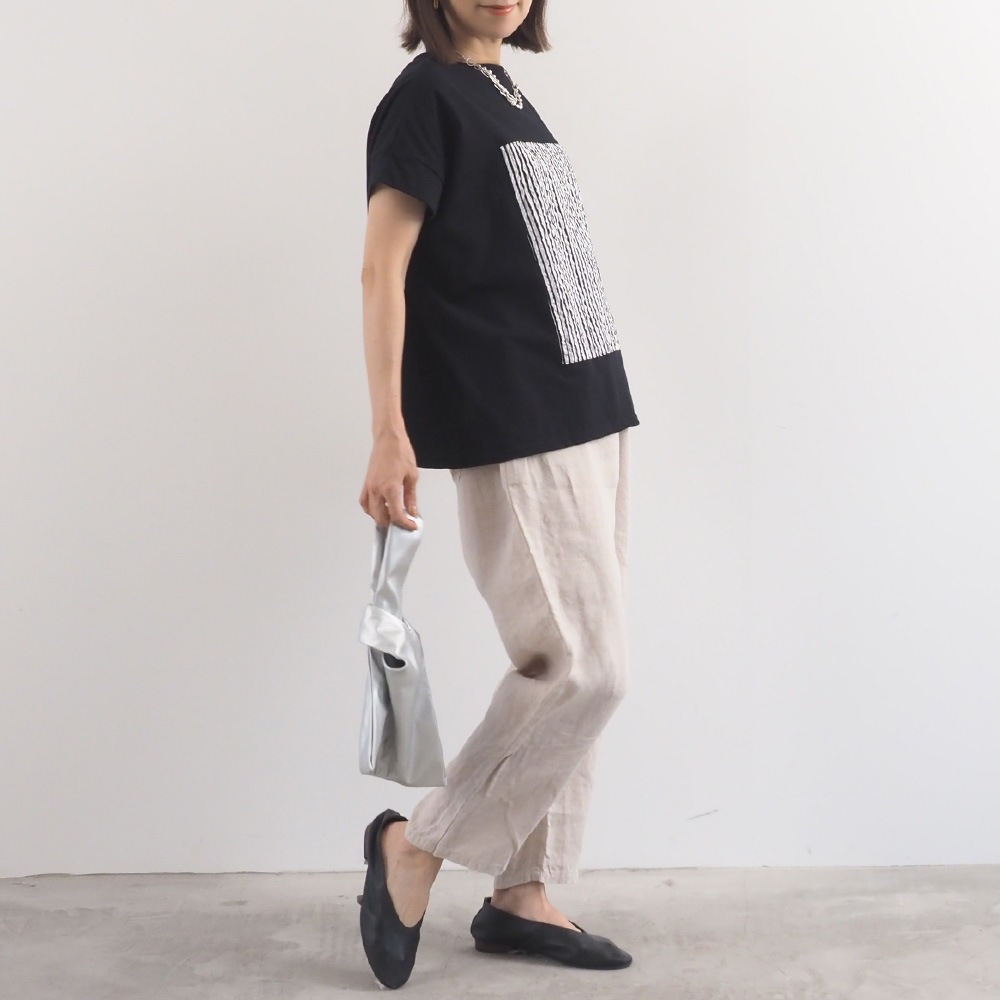 NARU(ナル) ナチュラルソフト天竺 レクタングルパネルTシャツ 674307