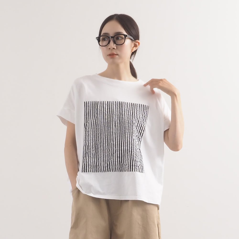 NARU(ナル) ナチュラルソフト天竺 レクタングルパネルTシャツ 674307