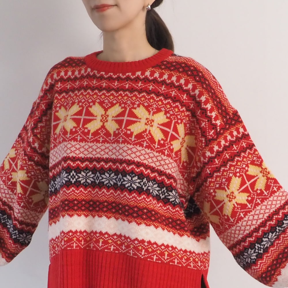 【冬の特別価格】NARU(ナル) タスマニアラム フェアアイルニット 665620