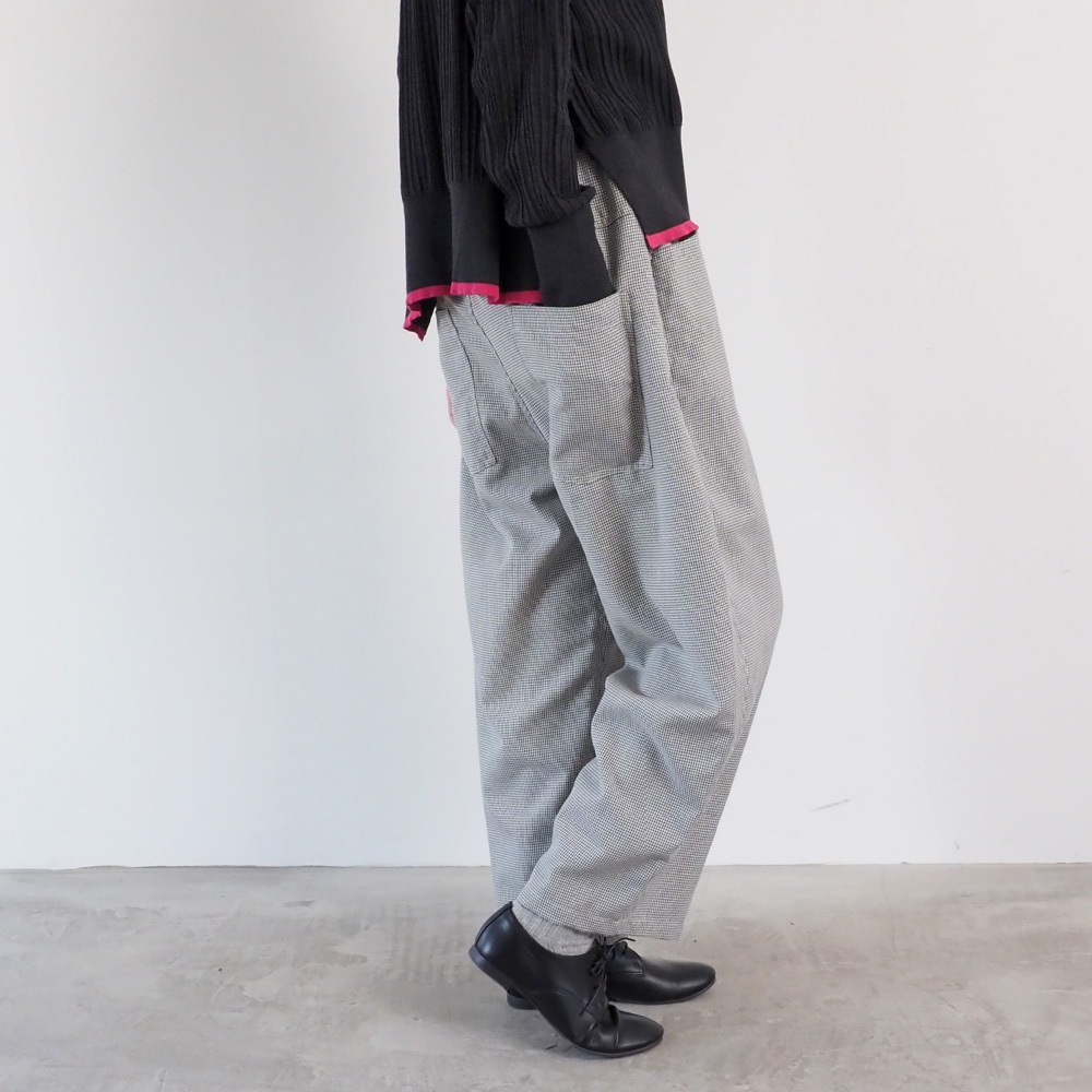 NARU(ナル) 綿麻ウール千鳥 ノッポパンツ 659926