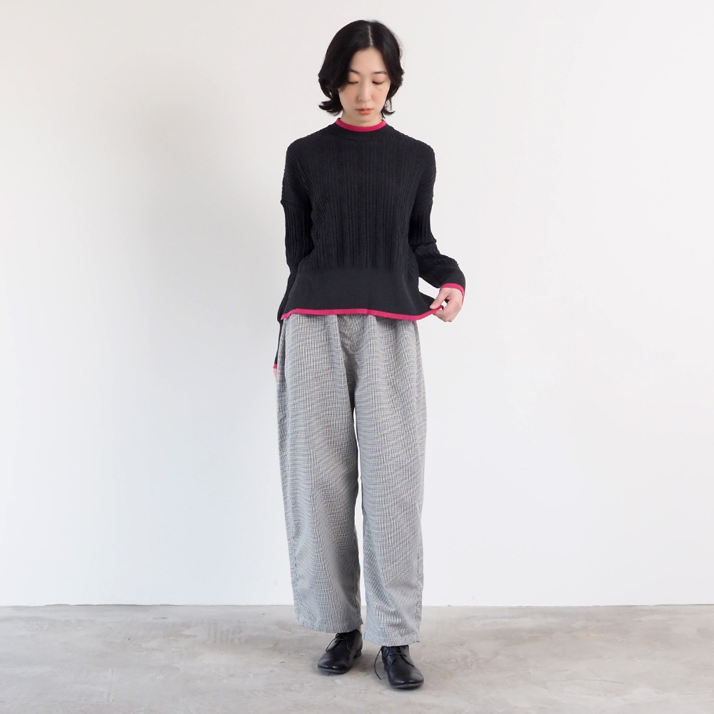 NARU(ナル) 綿麻ウール千鳥 ノッポパンツ 659926