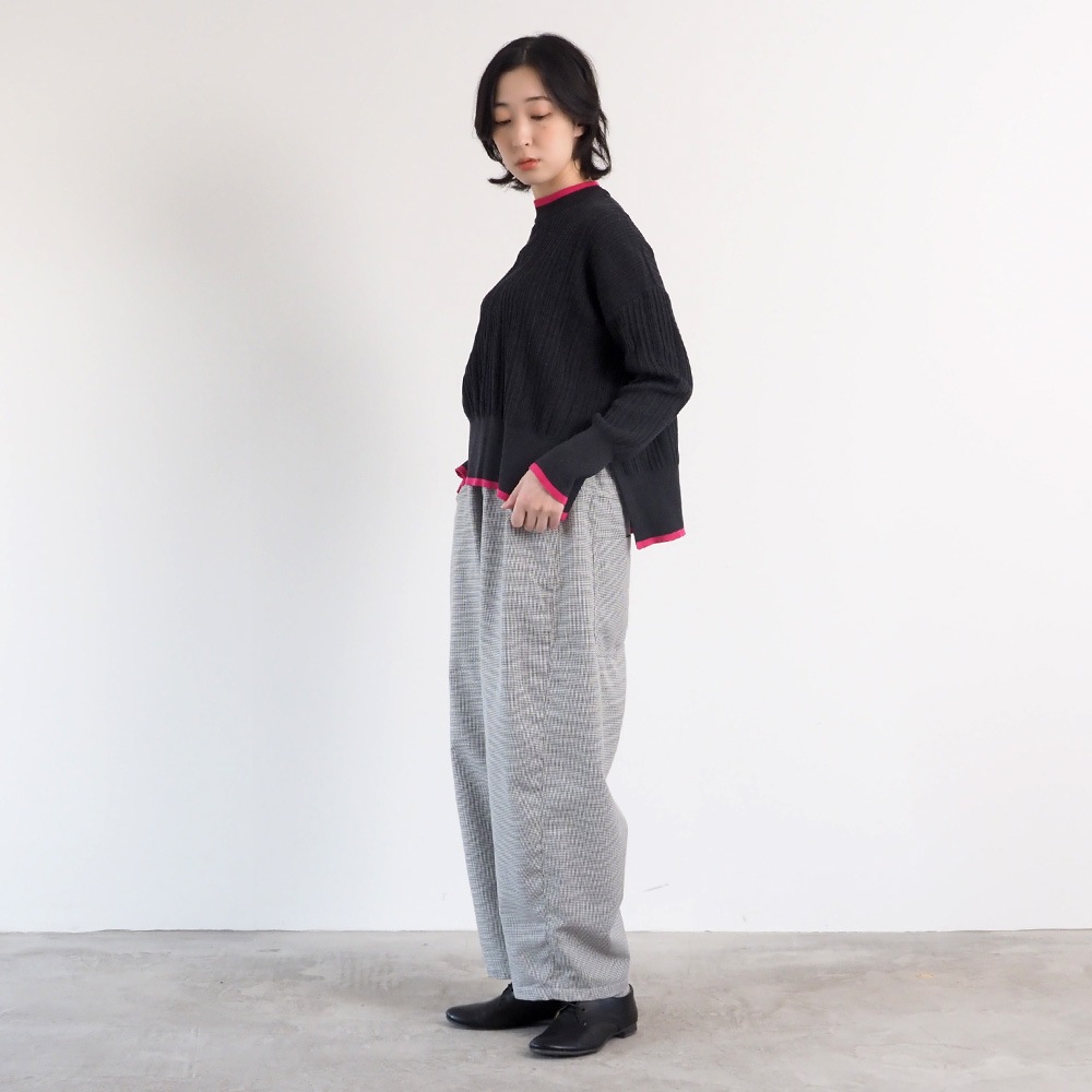 NARU(ナル) 綿麻ウール千鳥 ノッポパンツ 659926