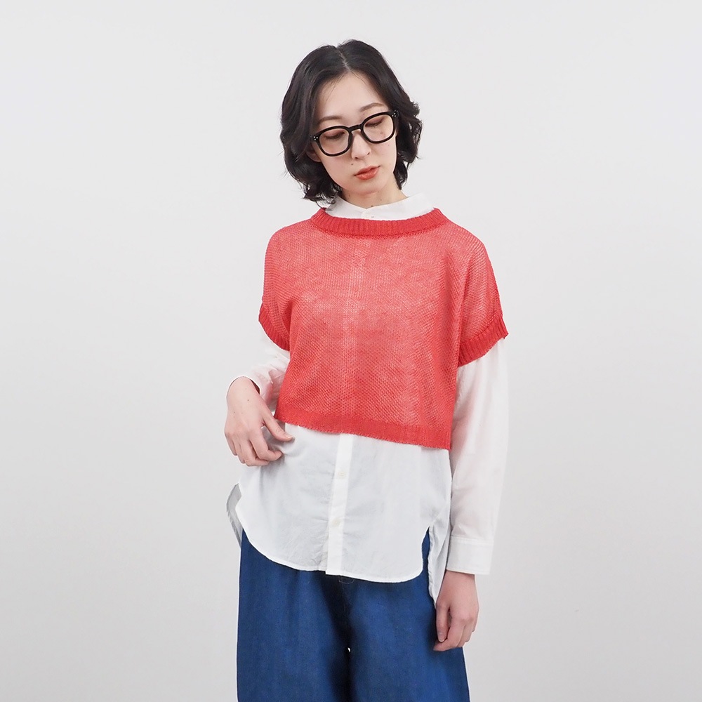 NARU(ナル) サフィランリネン 鹿の子メッシュベスト 661615