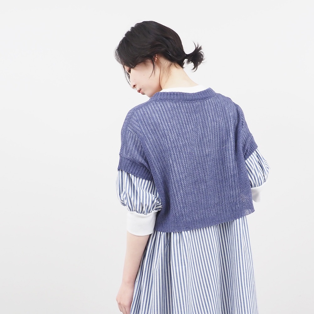 NARU(ナル) サフィランリネン 鹿の子メッシュベスト 661615