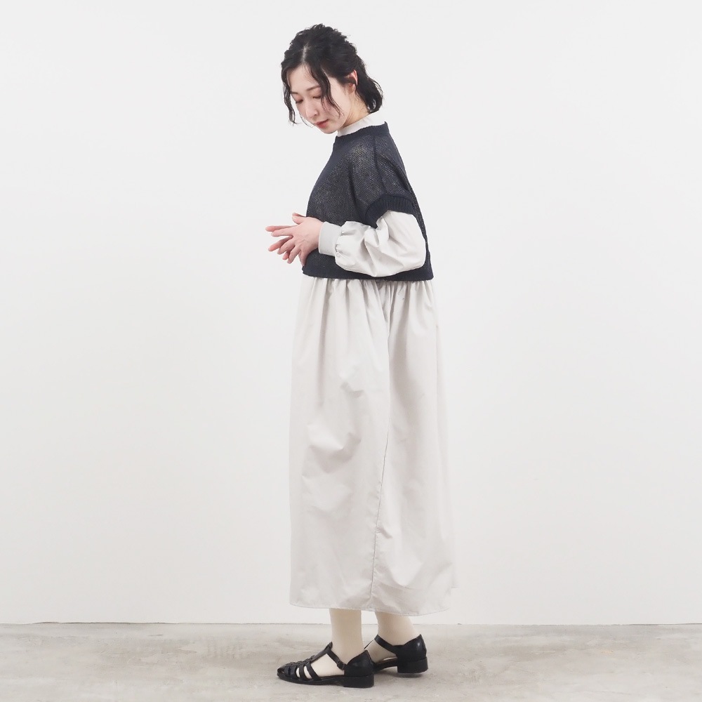 NARU(ナル) サフィランリネン 鹿の子メッシュベスト 661615