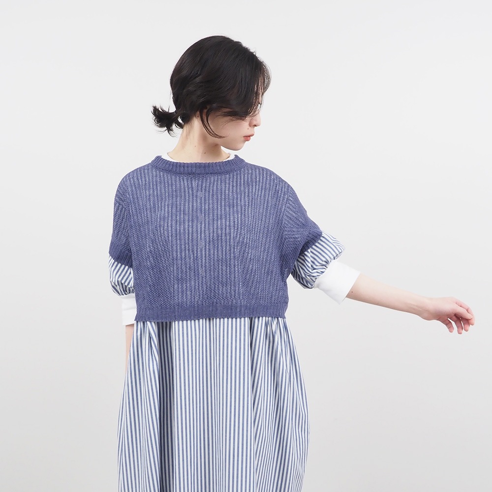 NARU(ナル) サフィランリネン 鹿の子メッシュベスト 661615