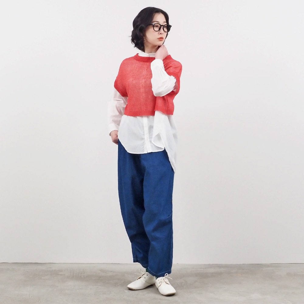 NARU(ナル) サフィランリネン 鹿の子メッシュベスト 661615