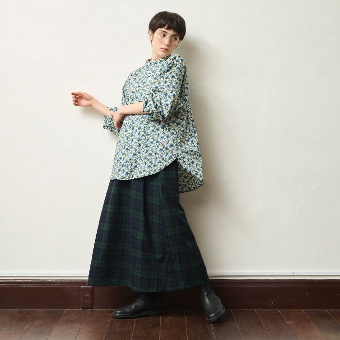 NARU(ナル) リサイクルウールクロスチェック ハイウエストスカート 656937
