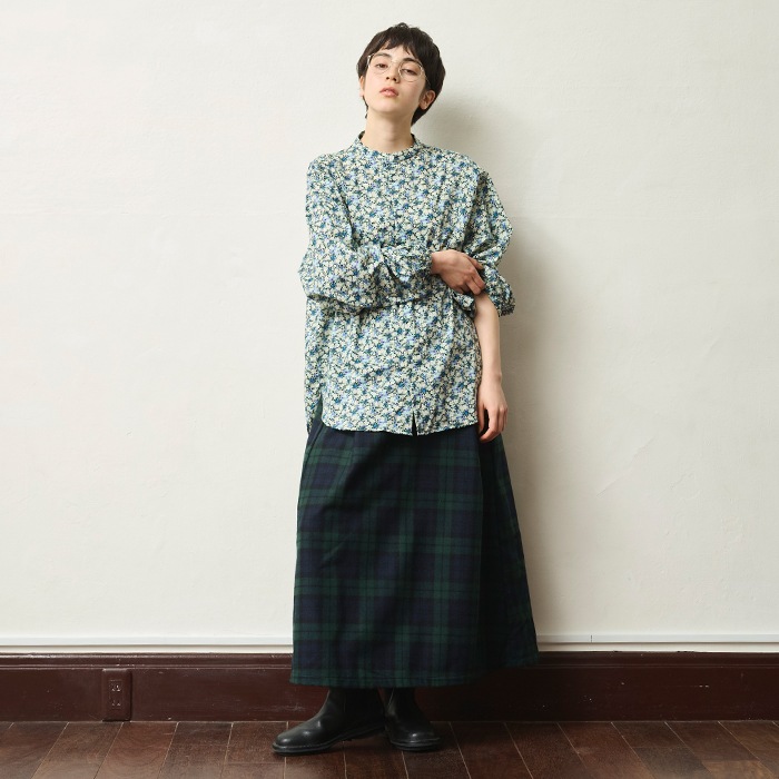 NARU(ナル) リサイクルウールクロスチェック ハイウエストスカート 656937
