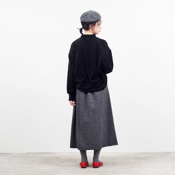NARU(ナル) リサイクルウールクロスチェック ハイウエストスカート 656937