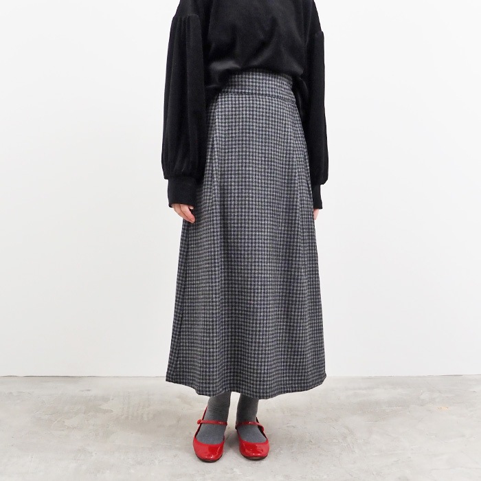 NARU(ナル) リサイクルウールクロスチェック ハイウエストスカート 656937