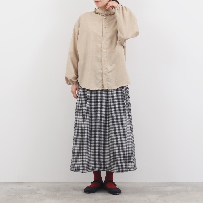 NARU(ナル) リサイクルウールクロスチェック ハイウエストスカート 656937