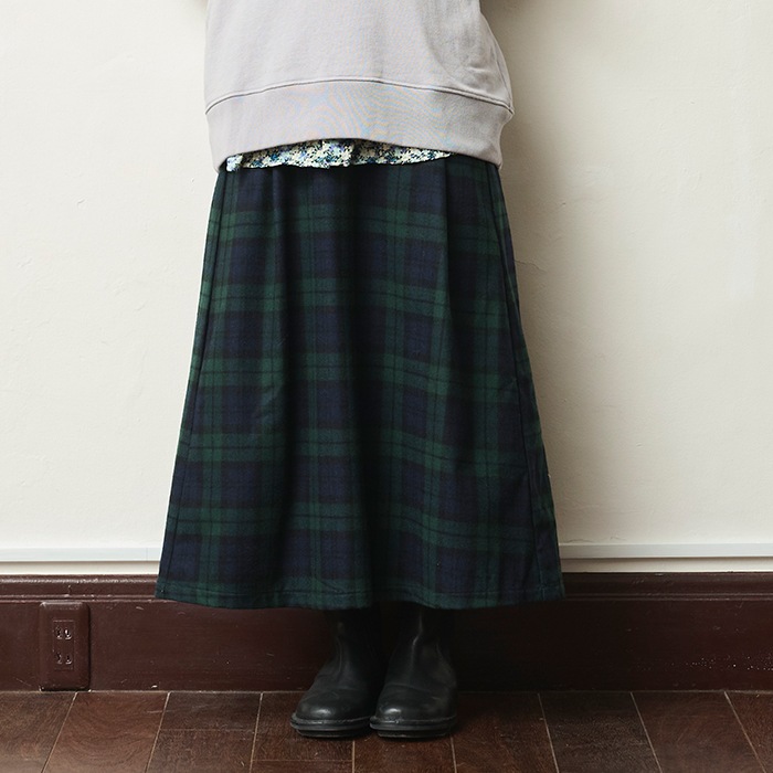 NARU(ナル) リサイクルウールクロスチェック ハイウエストスカート 656937
