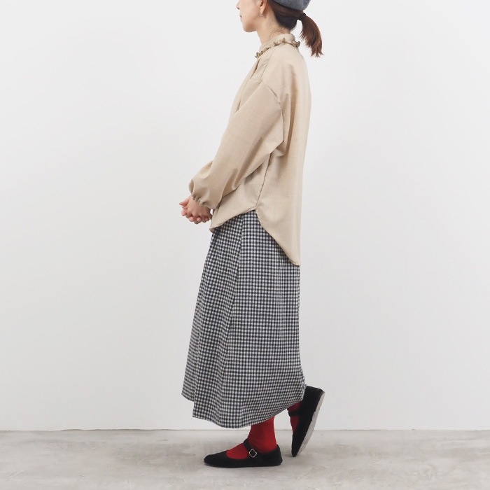 NARU(ナル) リサイクルウールクロスチェック ハイウエストスカート 656937