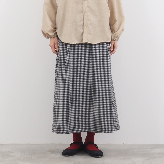NARU(ナル) リサイクルウールクロスチェック ハイウエストスカート 656937
