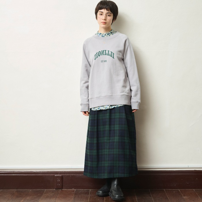 NARU(ナル) リサイクルウールクロスチェック ハイウエストスカート 656937