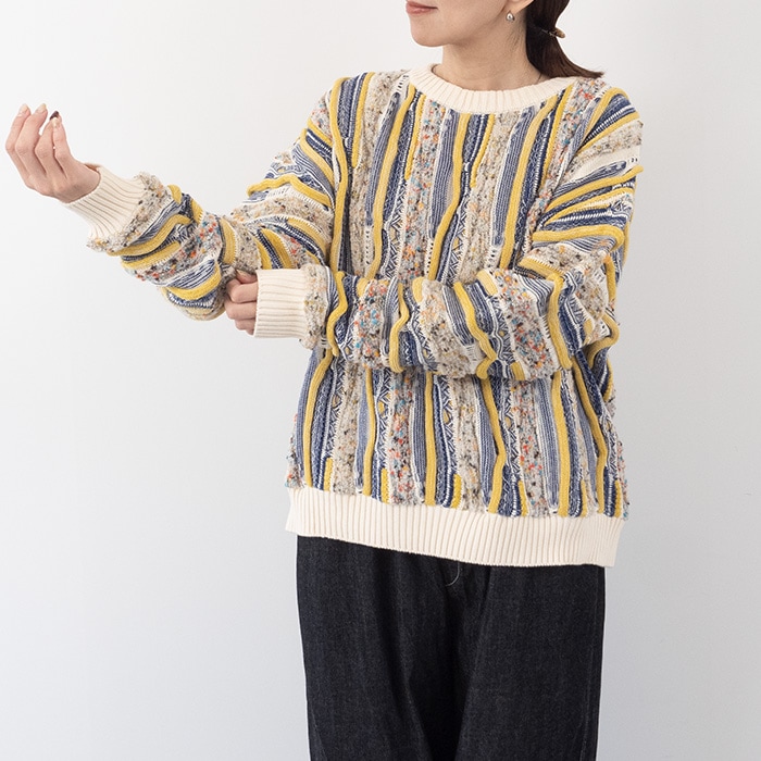 新色入荷！NARU(ナル) マーブルウェーブ クルーネックニット 657600