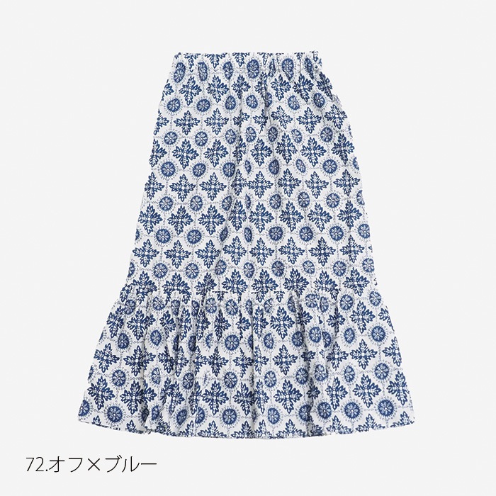 NARU(ナル) 60ローンエスニック柄 ティアードスカート 655927
