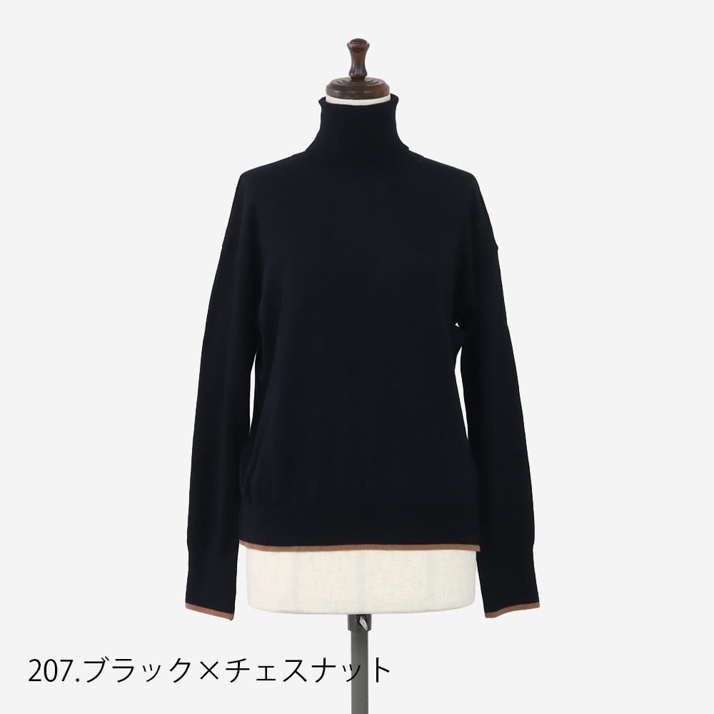 NARU(ナル) ムースヤーン バイカラータートルネックニット 673701