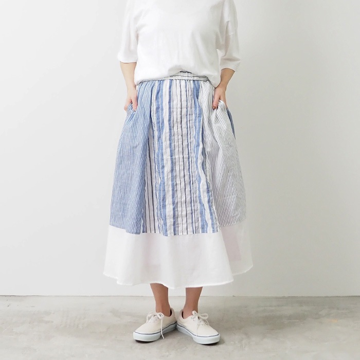 NARU(ナル) シャーリングストライプ 切替スカート 655905 | all_items