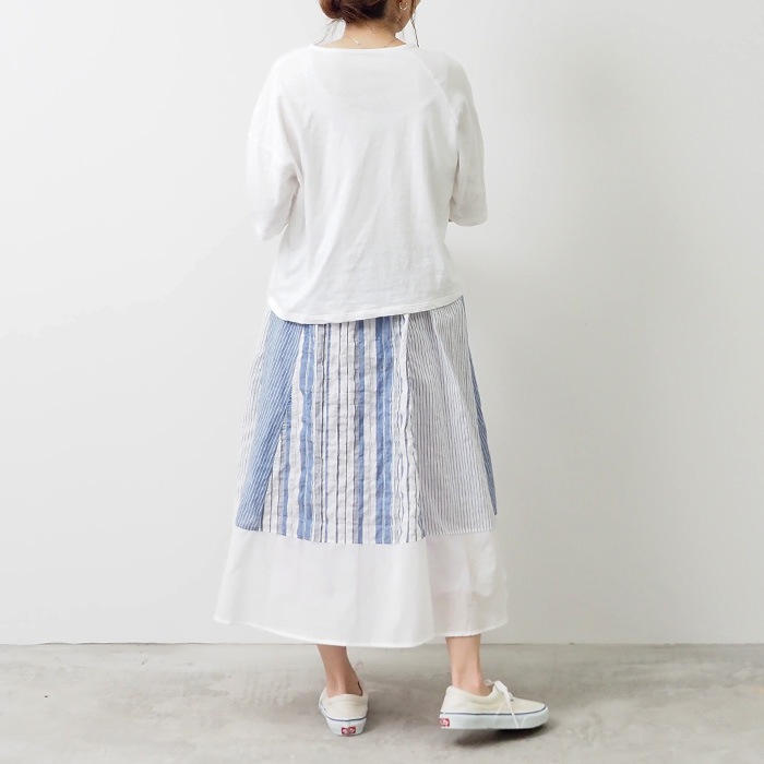 NARU(ナル) シャーリングストライプ 切替スカート 655905
