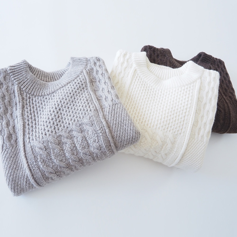 NARU(ナル) NATURAL COLORED WOOL 柄編みニット 665406