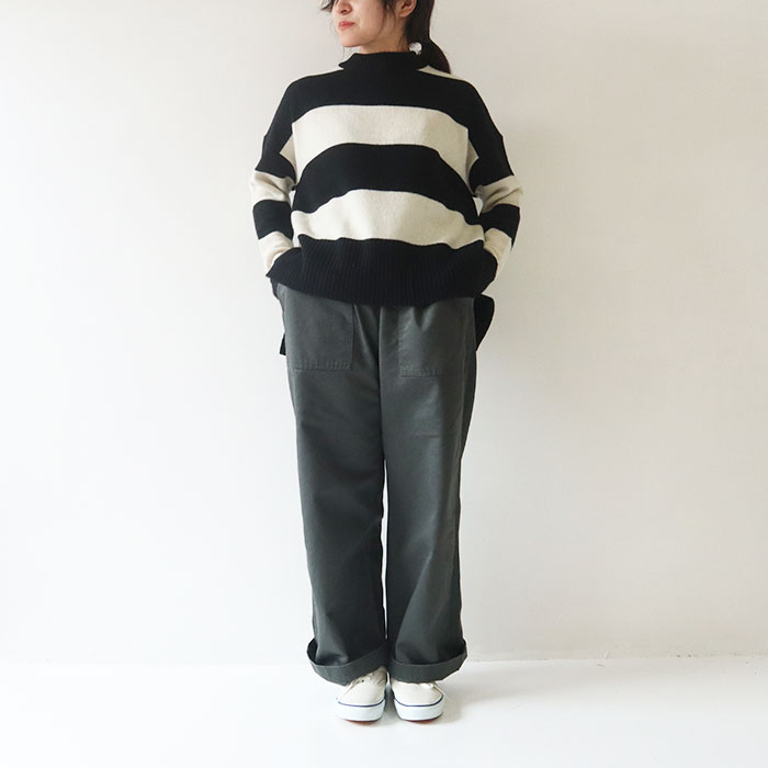 NARU(ナル) TasmaniaLambs7G天竺ハイネックボーダーニット 626501