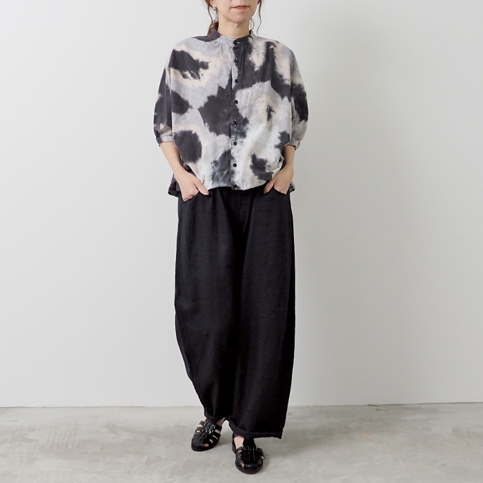 NARU(ナル) タイダイ染60ふんわりローンターキーシャツスタンドカラー