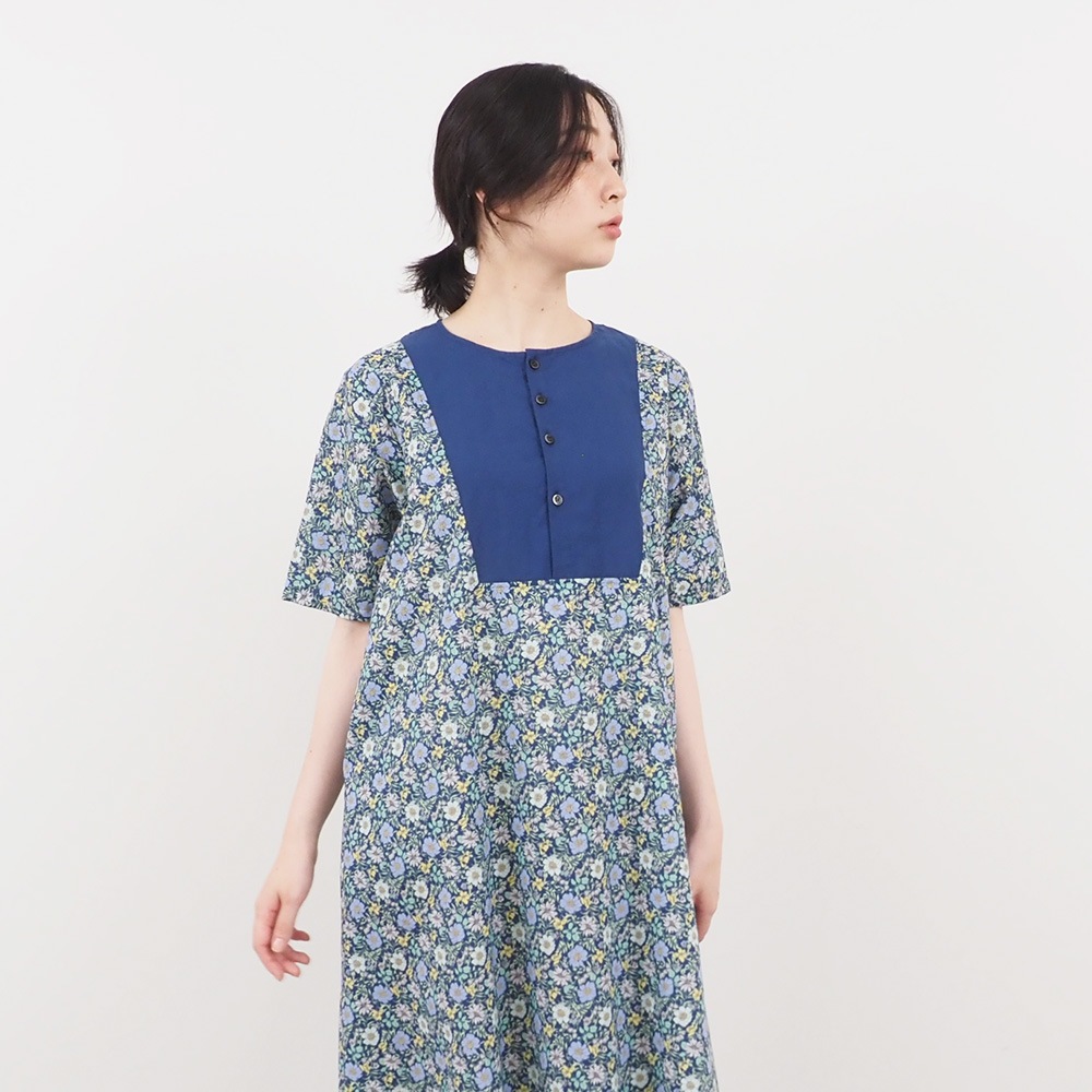 NARU(ナル) ボタニカルフラワープリントローン ヨークワンピース 663900