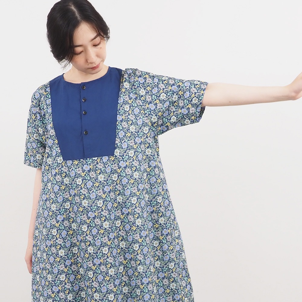 NARU(ナル) ボタニカルフラワープリントローン ヨークワンピース 663900