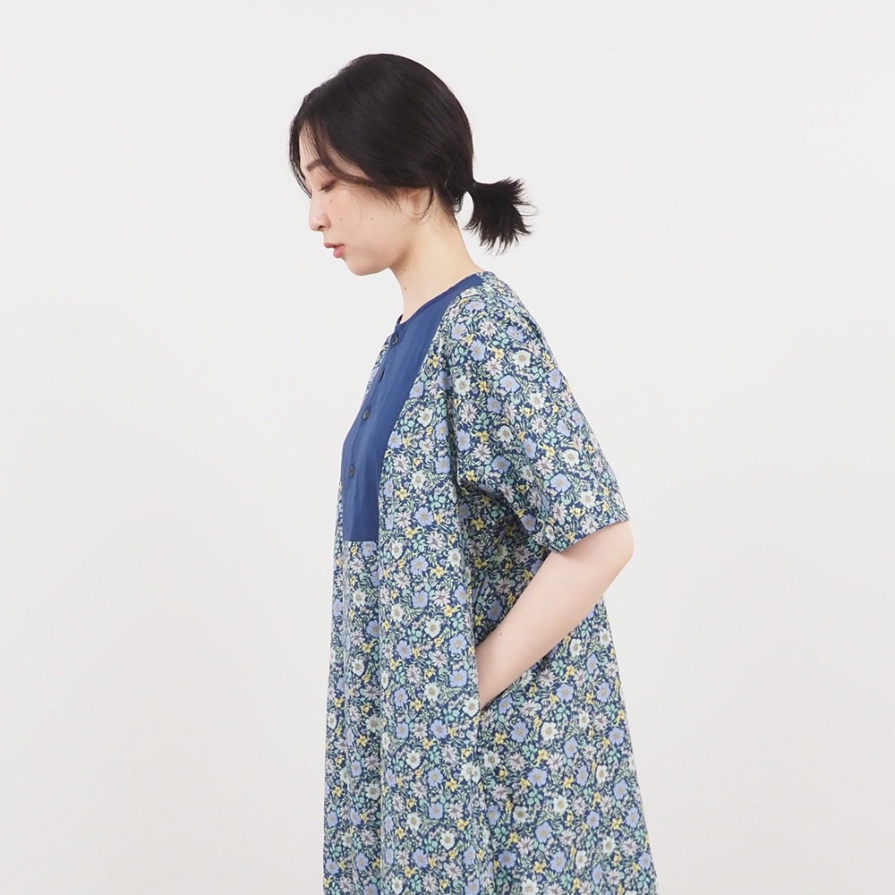NARU(ナル) ボタニカルフラワープリントローン ヨークワンピース 663900
