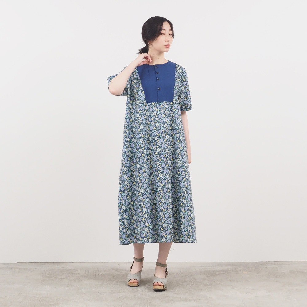 NARU(ナル) ボタニカルフラワープリントローン ヨークワンピース 663900