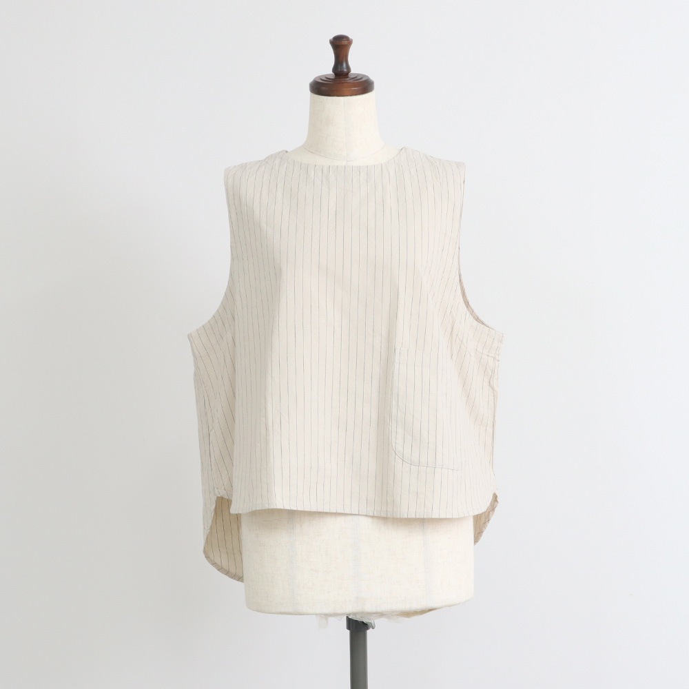 NARU(ナル) コットンクロスストライプワッシャー ラウンドベスト 670837